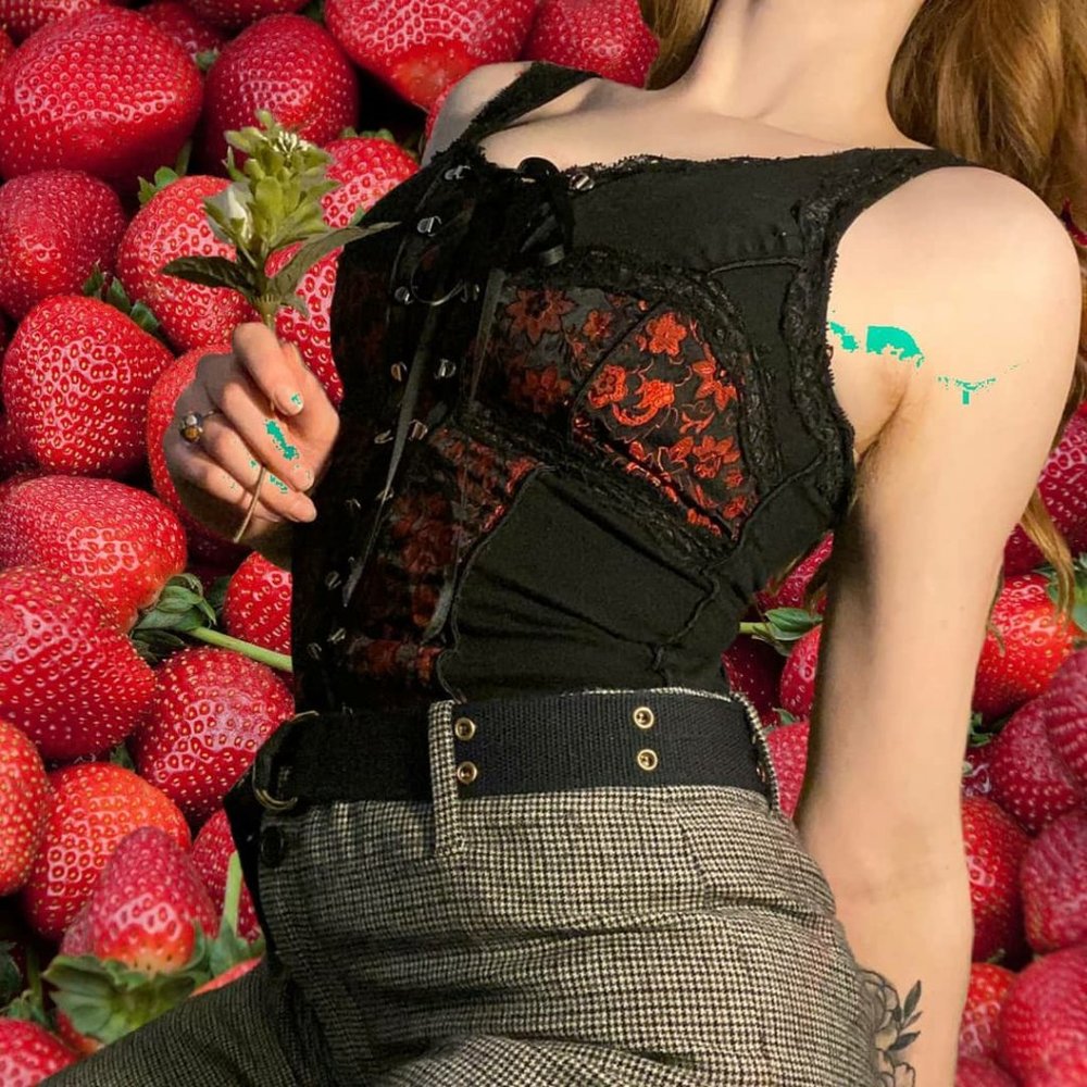 black and red, zip-up corset by Tripp NYC!!